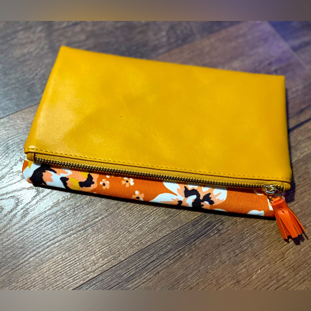Limited Edition Rachel Pally Leather Canvas Pattern Clutch